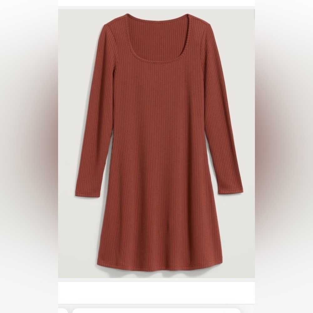 Old Navy Fit & Flare Rib-Knit Long-Sleeve Mini Dress